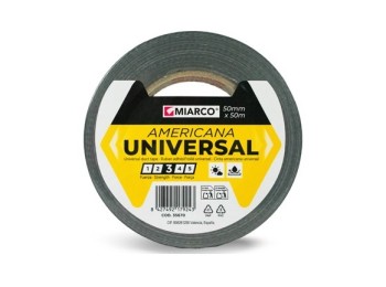 Cinta americana universal 50 m x 50 mm negro miarco