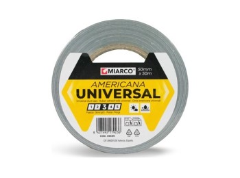 Cinta americana universal 50 m x 50 mm plata miarco