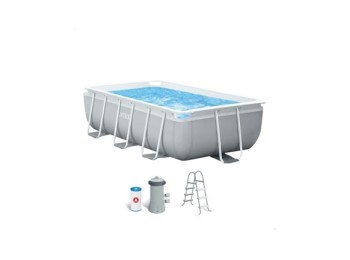 Piscina rectangular prism frame con bomba y escalera 300x175x80cm intex