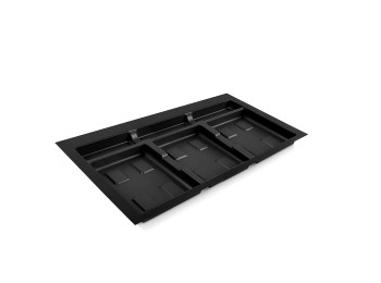 Emuca Base para contenedores de cajón cocina Recycle, 3 huecos, módulo 800mm, Plástico, Negro