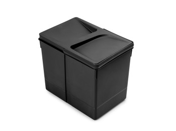 Emuca Contenedor de reciclaje para cajón de cocina Recycle altura 266mm, 1x15litros, Plástico, Negro