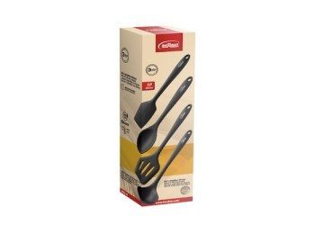 Utensilios cocina set 4 uds silicona negra inoxibar