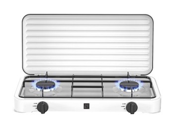 Cocina camping gas con tapa 2 fuegos ambit