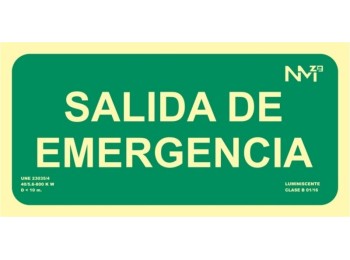 Cartel señal 150x300mm luminiscente pvc salida emergencia no