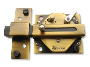 Cerrojo sobr. 74x85mm 2930cv cobre viejo con condena lince