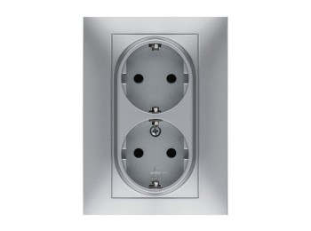 Base enchufe elec 16a-250v doble schuko tt empotrar abs alum