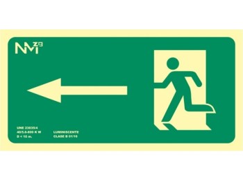Cartel señal 320x160mm luminiscente pvc salida izquierda nor