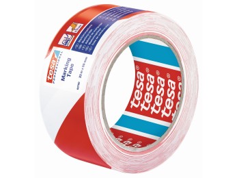 Cinta adh 50mmx 33mt señalizacion pvc ro/bco tesatape