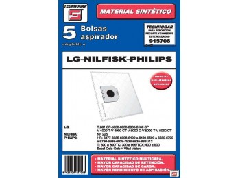 Bolsa aspirador papel lg-nilfisk-philips thogar 5 pz 915706