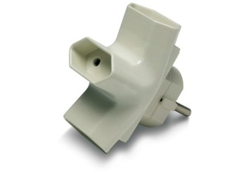 Adaptador elec 40x90x80 10a-250v tri polic bl famat