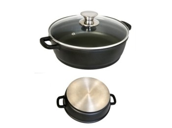 Cacerola baja 30cm c/tapa al/fu ecostone cookware