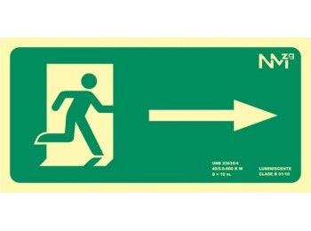 Cartel señal 320x160mm luminiscente pvc salida derecha norma