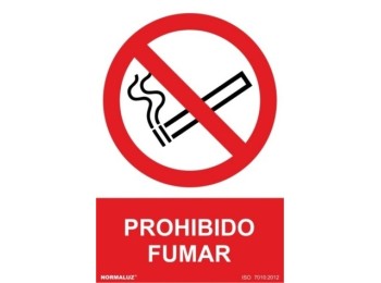 Cartel señal 210x300mm pvc prohibido fumar normaluz