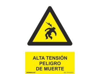 Cartel señal 210x300mm pvc alta tension peligro de muerte no