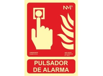 Cartel señal 210x300mm luminiscente pvc pulsador alarma norm