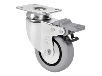 Rueda gir c/f 080mm 1-0386 pl.070x055 060kg.liso gom n/g bh