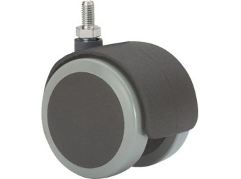 Rueda gir.dble 050mm 1-0644 espiga 08x15mm 050kg pu n/g dk a