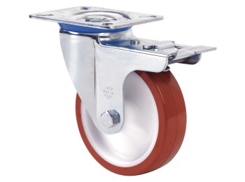 Rueda gir c/f 125mm 2-2369 pl.106x086 200kg.liso pu b/r zv p