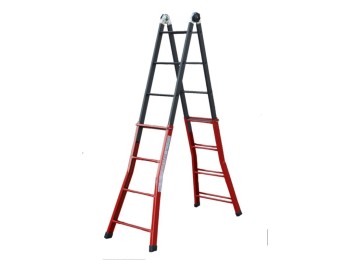 Escalera ind.mult tijera 3,60mt 8+8 telesc acero serafina sv