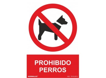 Cartel seÑal 210x300mm pvc prohibido perros normaluz