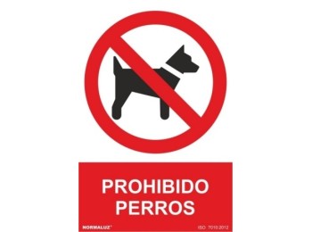 Cartel señal 210x300mm pvc prohibido perros normaluz