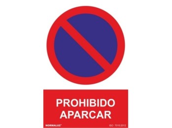 Cartel señal 210x300mm pvc prohibido aparcar normaluz