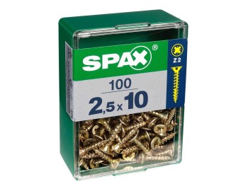 Tornillo r/mad. 02,5x010mm bicromat. spax 100 pz