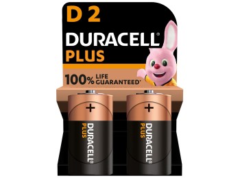 Pila alcalina lr20 1,5v d power plus duracell 2 pz
