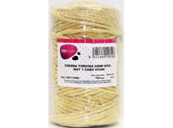 Cuerda torcida 02mm sisal nat 1 cabo vivah 700 gr
