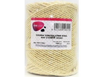 Cuerda torcida 03mm sisal nat 2 cabos vivah 700 gr