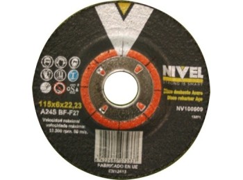 Disco desbaste metal 115x6x22 mm nivel