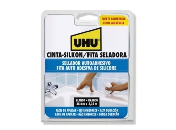 Cinta coc/baño selladora 3,35mtx38 mm bl autoadh silkon uhu