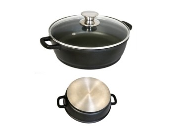 Cacerola baja 24cm c/tapa al/fu ecostone cookware
