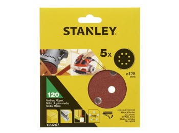 Disco lija roto orbital perfor. 125mm gr120 stanley 5 pz