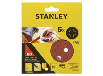Disco lija roto orbital perfor. 125mm gr80 stanley 5 pz