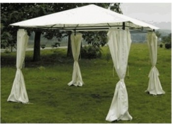 Cenador jardín 3x3 mt. natuur metálico beige con cortinas NT95610