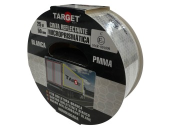 Cinta adh 50mmx 25mt señalizacion autom retroref blanca targ