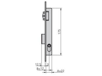 Cerradura met.emb. 22x12mm 1963v/0 niq rod/pal cvl