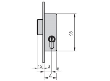 Cerradura met.emb. 25x20mm 1983a20/0 niq s/pal cvl