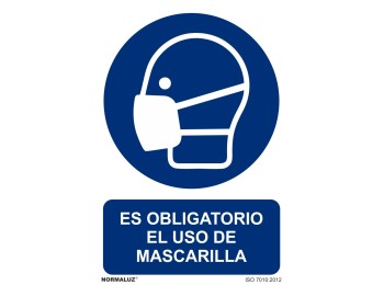 Cartel señalizacion 210x300mm - 0,7mm pvc bl/az uso mascaril