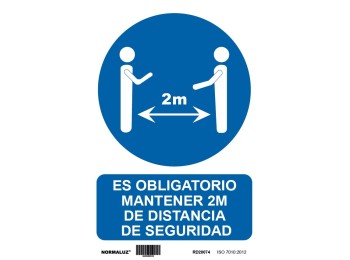 Cartel señalizacion adh 200x300mm vinilo bl/az distancia de