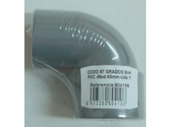 Codo evac m-h 87§ 40mm pvc s&m