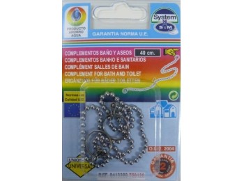 Cadena baño bolas 40cm tapon bañ. c/anillas cr. s&m