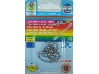 Cadena baño bolas 25cm tapon lavabo/bidet c/anillas cr. s&m
