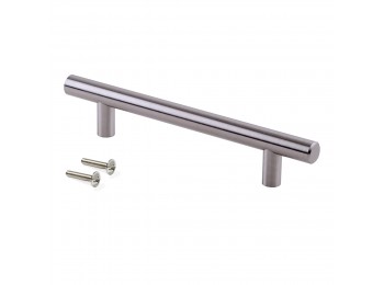 Emuca Tiradores para mueble, D. 12 mm, intereje 320 mm, Acero, Niquel Satinado