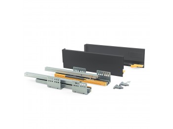 Emuca Kit cajón de cocina Concept, altura 105 mm, prof. 400 mm, cierre suave, Acero, Gris antracita