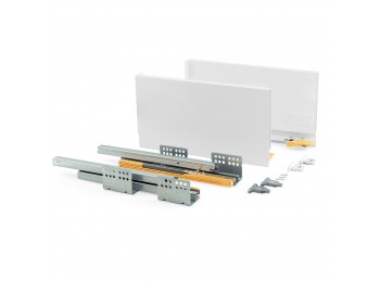 Emuca Kit cajón de cocina Concept, altura 185 mm, prof. 450 mm, cierre suave, Acero, Blanco