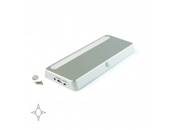 Emuca Luz LED recargable, sensor de movimiento, Luz blanca natural, Plástico, Gris metalizado