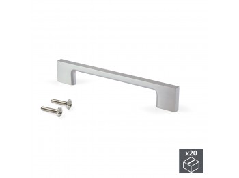 Emuca Tiradores para mueble, intereje 128 mm, Zamak, Niquel satinado, 20 ud.