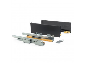 Emuca Kit cajón de cocina Concept, altura 138 mm, prof. 400 mm, cierre suave, Acero, Gris antracita